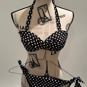 Elegant Black and White Polka Dot Bikini
